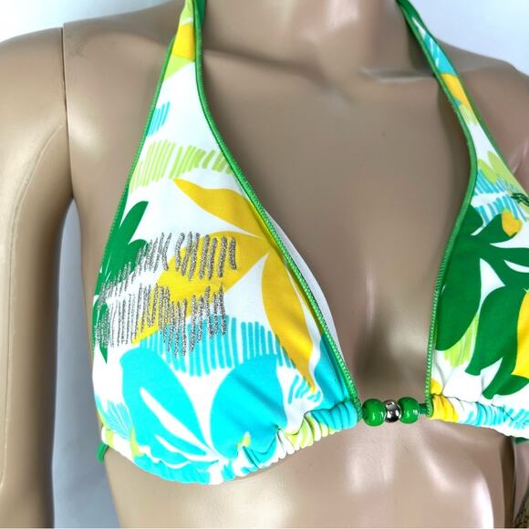 New O'Neill South Swell Tropical Halter Triangle Bikini Top - Picture 3 of 8